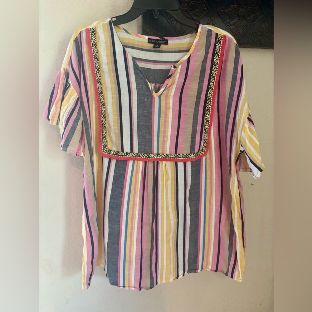 Thread story Striped multi color striped top